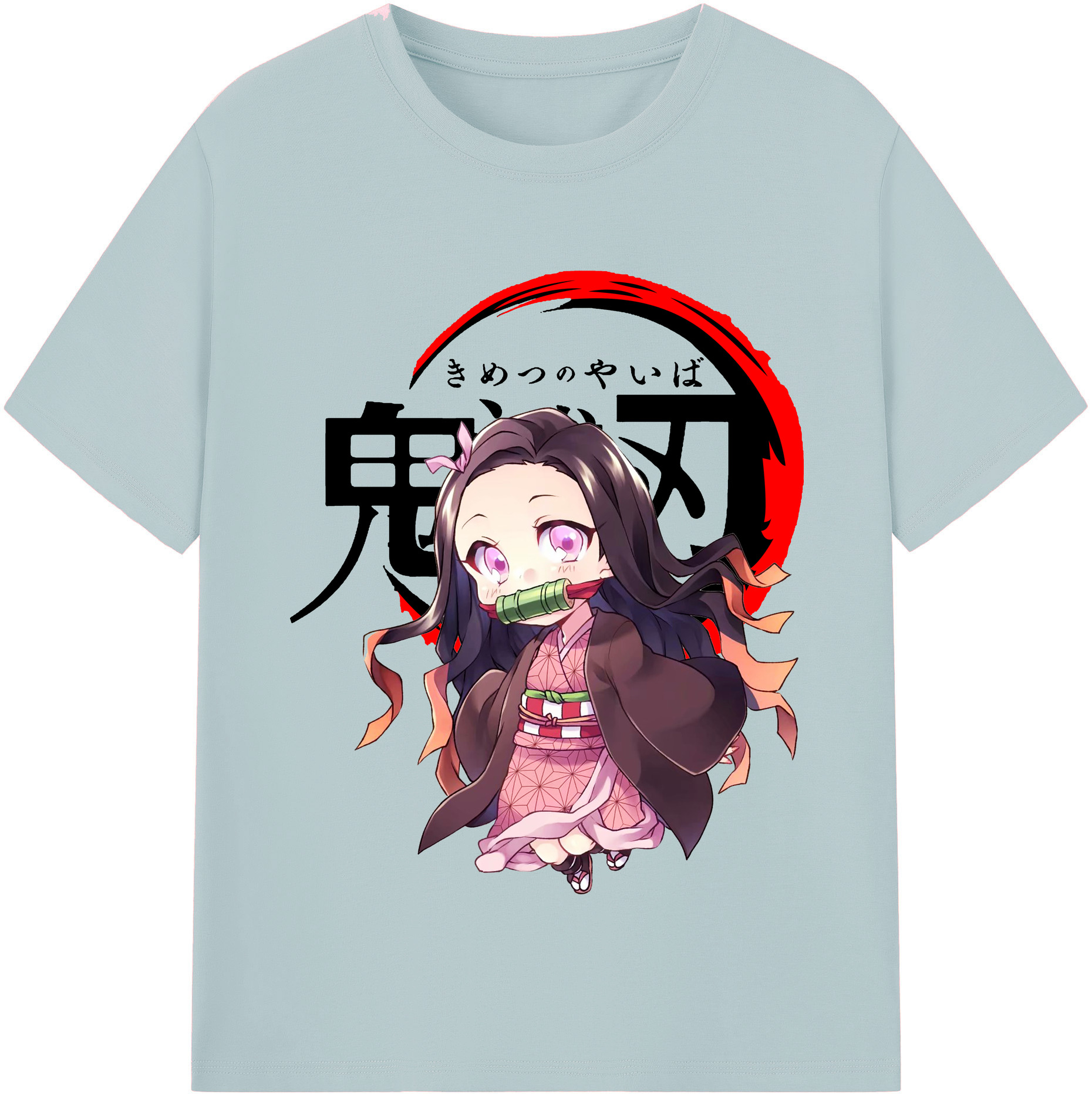 （画像用） 鬼滅の刃（きめつのやいば）竈門 禰󠄀豆子／かまど ねずこ Kamado Nezuko 綿100％半袖Tシャツ（フロントプリント）